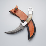 Damascus Fixed Blade Karambit Knife