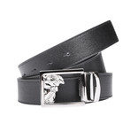 Textured Medusa Buckle Belt // Black