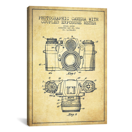 Camera Patent Blueprint // Vintage (26"W x 18"H x 0.75"D)