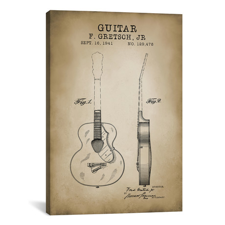 F. Gretsch, Jr. Guitar // PatentPrintStore (12"W x 18"H x 0.75"D)
