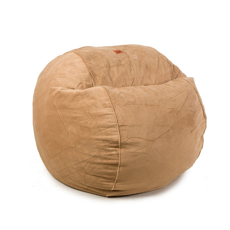 Plush Velour Convertible Bean Bag Chair // Camel