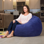 Plush Velour Convertible Bean Bag Chair // Navy