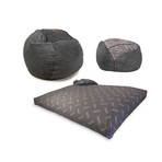 Plush Velour Convertible Bean Bag Chair // Pewter