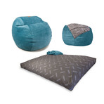 Plush Velour Convertible Bean Bag Chair // Ocean