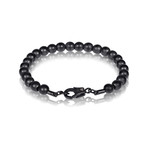 7mm Black Steel Bead Bracelet (7.5"L)