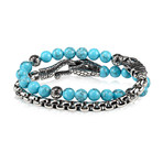 Turquoise Steel Snake Wrap Bracelet (8"L)