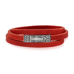 Leather Wrap Bracelet // Red (7.5"L)