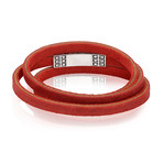Leather Wrap Bracelet // Red (7.5"L)