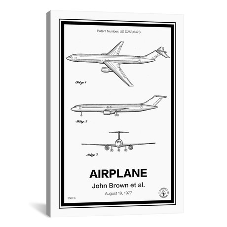 Airplane // Retro Patents (12"W x 18"H x 0.75"D)