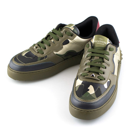 Valentino // Leather Rockrunner Sneaker // Camoflage (Euro: 34)