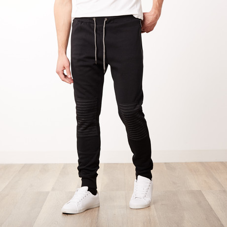 French Terry Joggers + Moto Knee Patch // Black (S)