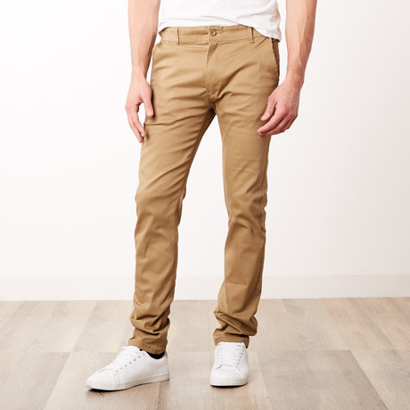 Slim Fit Galaxy Stretch Slant Pocket Chino Pant // Camel (32WX32L)