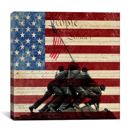 Iwo Jima War Memorial Flag // iCanvas (18"W x 18"H x 0.75"D)
