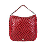 Cavalli Class Woven Contrast Shoulder Bag // Red