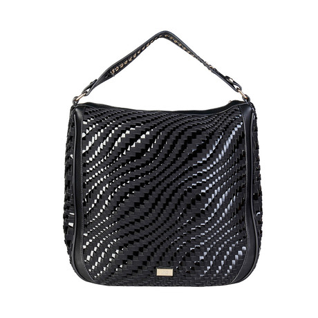 Cavalli Class Woven Contrast Shoulder Bag // Black