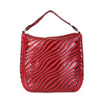 Cavalli Class Woven Contrast Shoulder Bag // Red