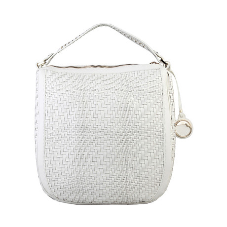 Cavalli Class Woven Design Shoulder Bag // White
