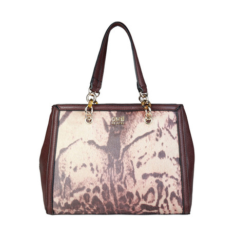 Cavalli Class Leopard Print Shoulder Bag // Brown + Beige