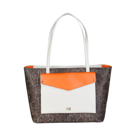 Cavalli Class Handbag // Off-White + Orange