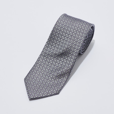 Silk Tie // Silver + Purple Patterned