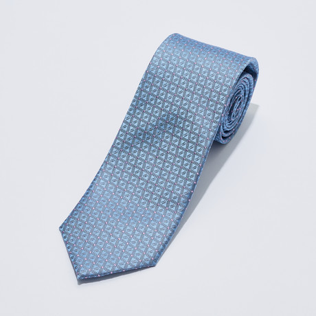 Silk Tie // Powder Blue + Pink Patterned