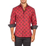 James Long-Sleeve Button-Up Shirt // Red (M)