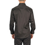 Solid Long-Sleeve Button-Down Shirt // Black (3XL)