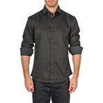 Solid Long-Sleeve Button-Down Shirt // Black (M)