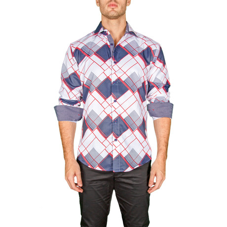 Jacob Long-Sleeve Button-Up Shirt // Red (XS)