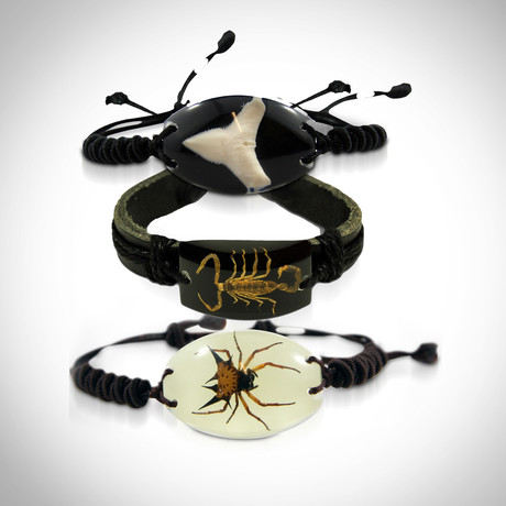 Bracelets // Set Of 3 // Scorpion + Shark Tooth + Spider