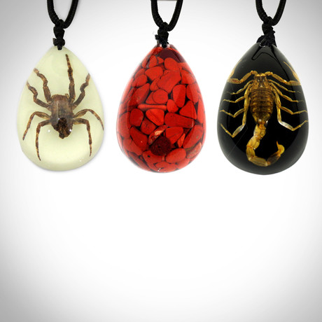 Necklaces // Set Of 3 // Scorpion + Spider + Red Jasper