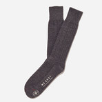 Custom Aran Knit Pattern Sock // Set of 3 // Charcoal Heather + Black + Navy