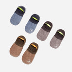 2 Tone Melange Invisible Loafer Sock // Set of 3 // Olive + Blue + Charcoal (Mens US Size 7-10)