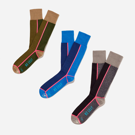 Panel Trim Sock W/ Coolmax® Technology // Set of 3 // Black + Blue + Olive