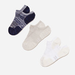 Mesh Paneling Sock W/ Coolmax® Technology // Set of 3 // White + Grey + Navy