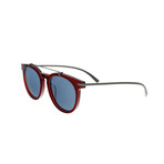 Ferragamo // Double Bridge Round Sunglasses // Dark Red + Blue