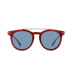 Ferragamo // Double Bridge Round Sunglasses // Dark Red + Blue