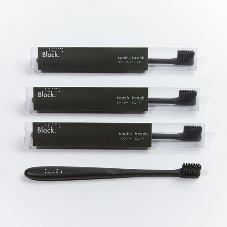 Black Travel Toothbrush // Medium // Set of 4