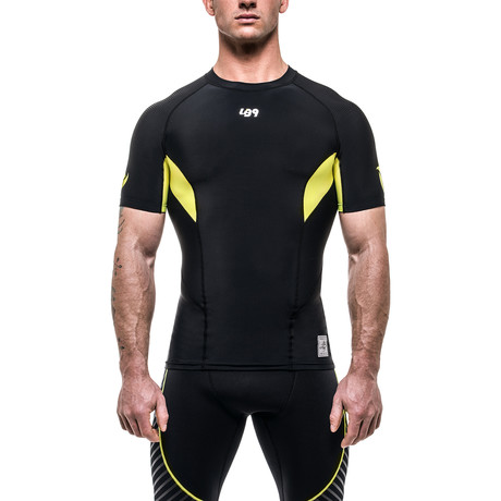 Short Sleeve Rashguard // Black + Yellow (S)