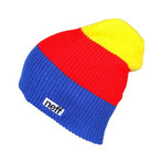 Trio Beanie (Maroon + Orange + Teal)