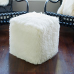Faux Fur Pouf/Ottoman // Ivory Llama