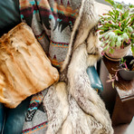 Aztec/Faux Fur Throw // Grey Fox