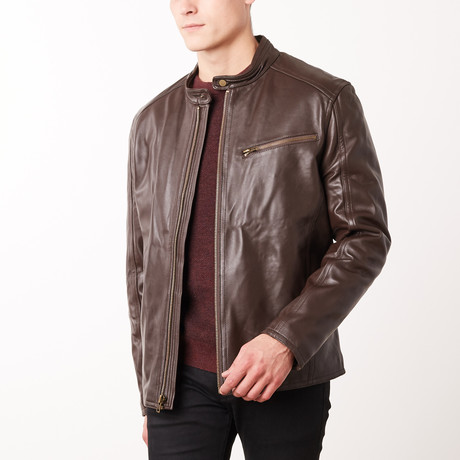 Mason + Cooper Ethan Leather Jacket // Brown (L)