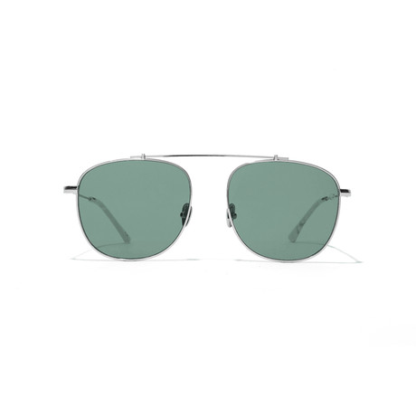 Notomy Sunglass // Polished Silver + Green
