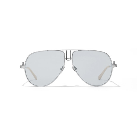 Lev Sunglass // Polished Silver + Grey