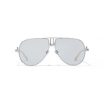 Lev Sunglass // Polished Silver + Grey