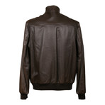 Leather Biker Jacket // Brown (XL)