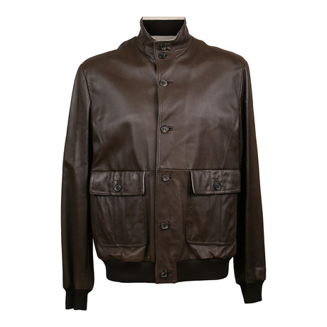 Leather Biker Jacket // Brown (S)