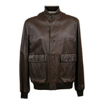 Leather Biker Jacket // Brown (XL)