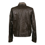 Leather Bomber Jacket // Brown (S)